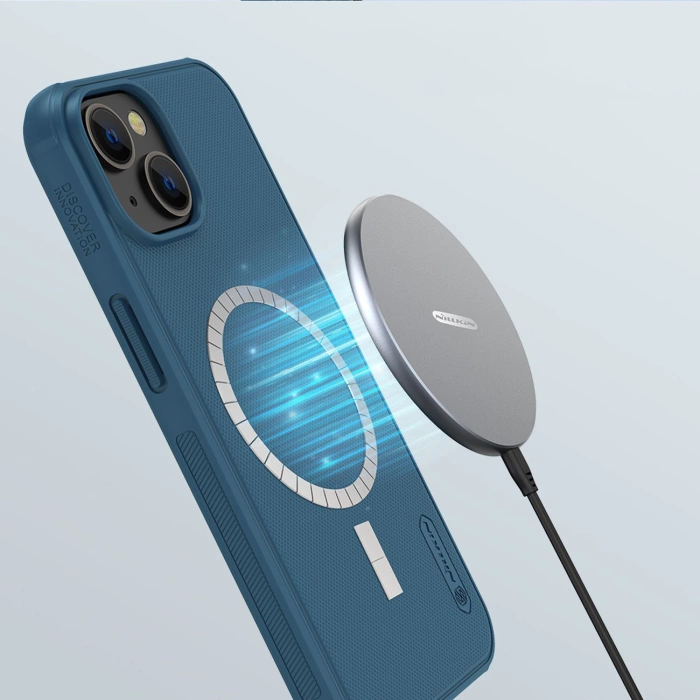 Etui Nillkin Super Frosted Shield Pro Magnetic Case etui iPhone 14 / iPhone 13 z MagSafe magnetyczne niebieski