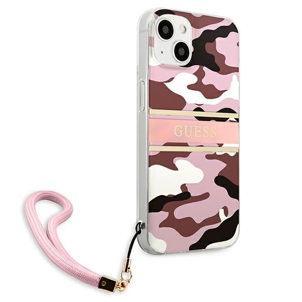 Etui GUESS Apple iPhone 13 Mini Camo Strap Collection Różowy Hardcase