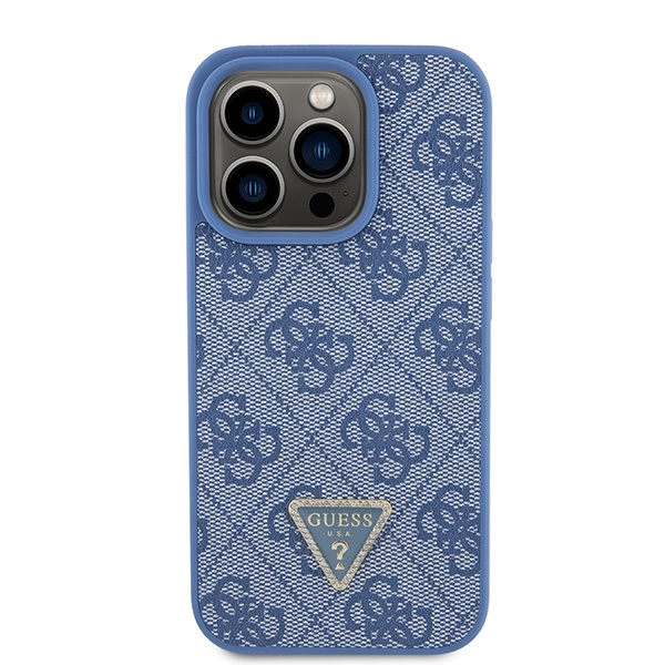 Etui Guess GUHCP15LP4TDPB iPhone 15 Pro 6.1" niebieski/blue hardcase Leather 4G Triangle Strass Case