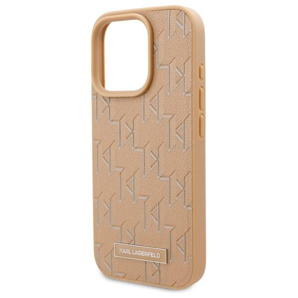 Etui Karl Lagerfeld iPhone 16 Pro 6.3" hardcase beżowy/beige Leather Monogram Metal Logo MagSafe