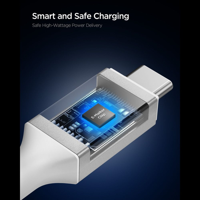 KABEL USB-C SPIGEN EB10015CC ESSENTIAL 100W 150CM BIAŁY