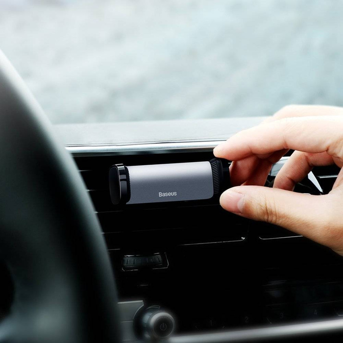 [PO ZWROCIE] Baseus samochodowy uchwyt na telefon do kratki nawiewu czarny (SUGP-01)