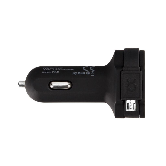 XQISIT Car Charger 6A Dual USB+micro USB black