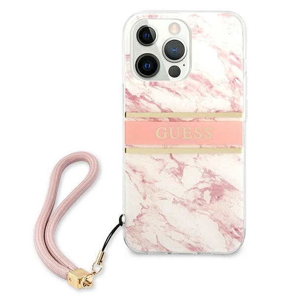 Etui GUESS Apple iPhone 13 Pro Max Marble Strap Collection Różowy Hardcase