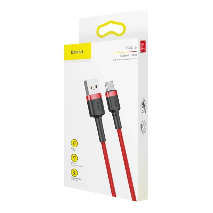 Kabel Baseus Cafule USB-A / USB-C QC 3.0 3A 1 m - czerwony