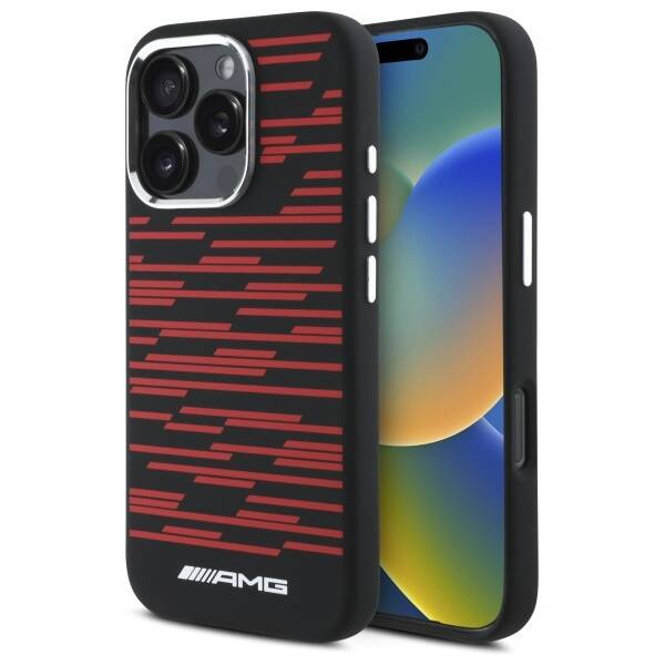 Etui AMG iPhone 16 Pro Max czarny/black hardcase Silicone Graphics MagSafe
