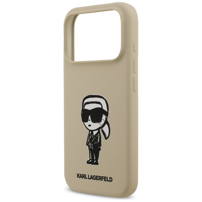 Etui Karl Lagerfeld Silicone Karl Sketch & Logo MagSafe do iPhone 17 Pro brązowy
