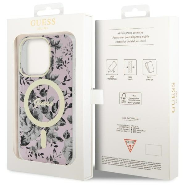 Etui Guess GUHMP14XHCFWSP iPhone 14 Pro Max 6.7" różowy/pink hardcase Flower MagSafe Case