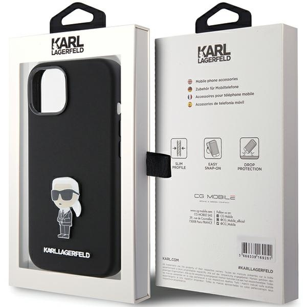 Etui Karl Lagerfeld KLHCP15SSMHKNPK iPhone 15 6.1" czarny/black Silicone Ikonik Metal Pin Case