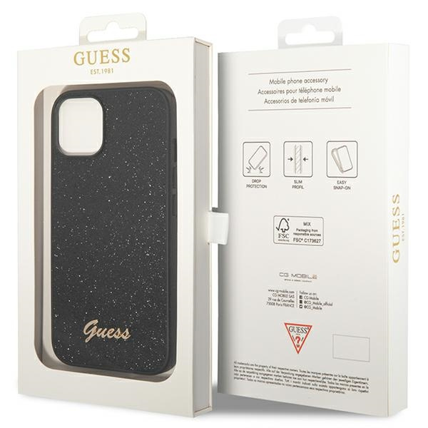 Etui GUESS Apple iPhone 14 Plus Glitter Script Czarny Hardcase