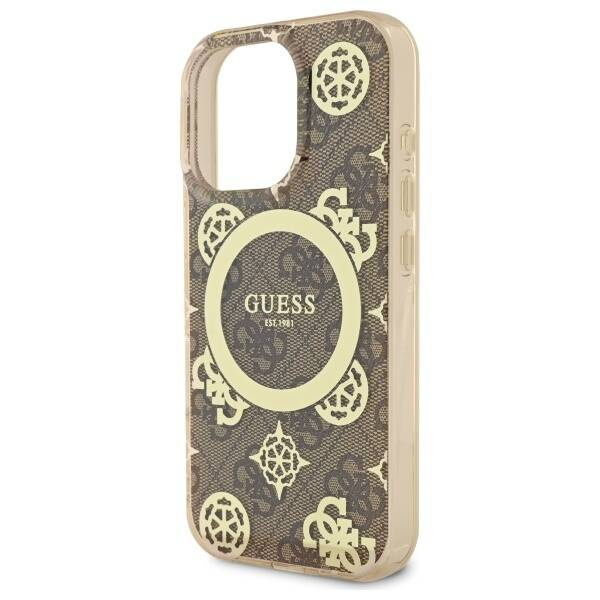 Etui Guess iPhone 16 Pro Max  6.9" brązowy/brown hardcase IML Peony On 4G Background MagSafe