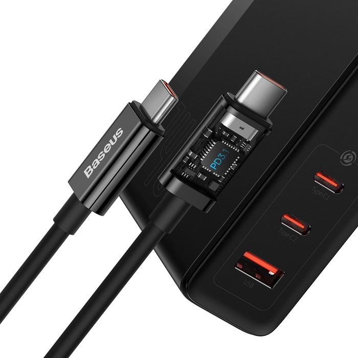 Ładowarka sieciowa Baseus GaN5 Pro 2xUSB-C + USB, 140W (czarna)