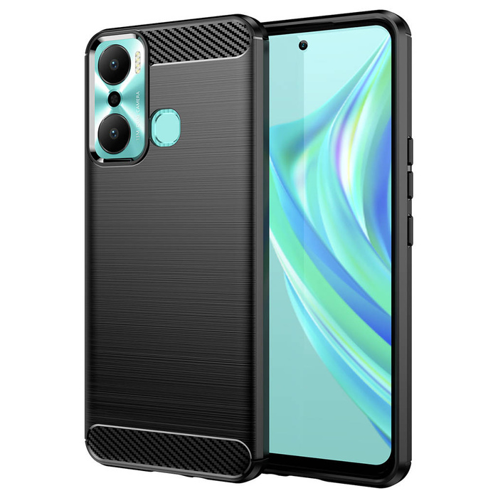 Etui Carbon Case etui do Infinix Hot 20 Play elastyczny silikonowy karbonowy pokrowiec czarne Case