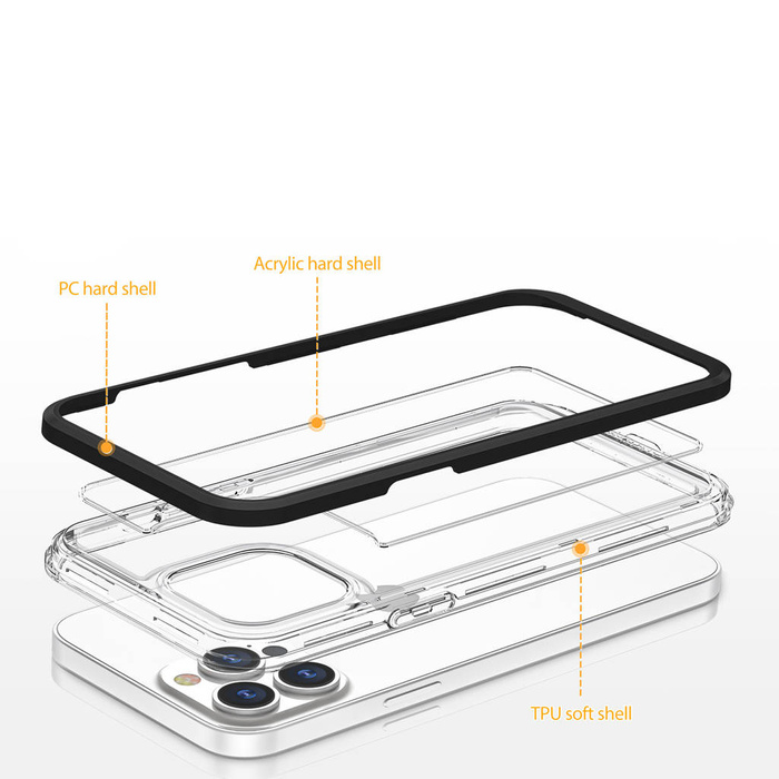 Etui Clear 3in1 Etui iPhone 14 Pro Max Silikonowy Pokrowiec Z Ramką Niebieskiecase