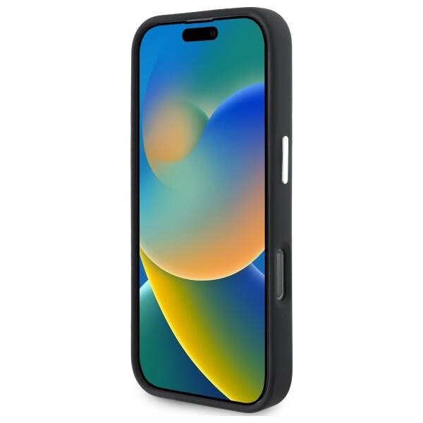 Etui Mercedes iPhone 16 Pro 6.3" czarny/black hardcase Silicone Blue Stripe MagSafe