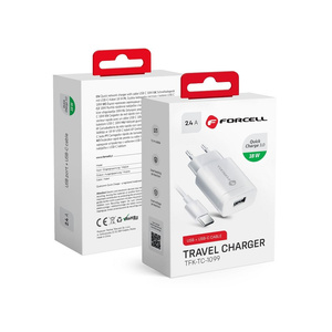 Ładowarka sieciowa do telefonu Forcell F-Energy USB A QC3.0 2,4A 18W + kabel USB A do USB C TFK-TC-1099 biała