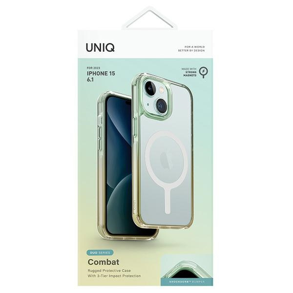 Etui UNIQ etui Combat Duo iPhone 15 6.1" Magclick Charging zielono-żółty/sea green-soft yellow Case