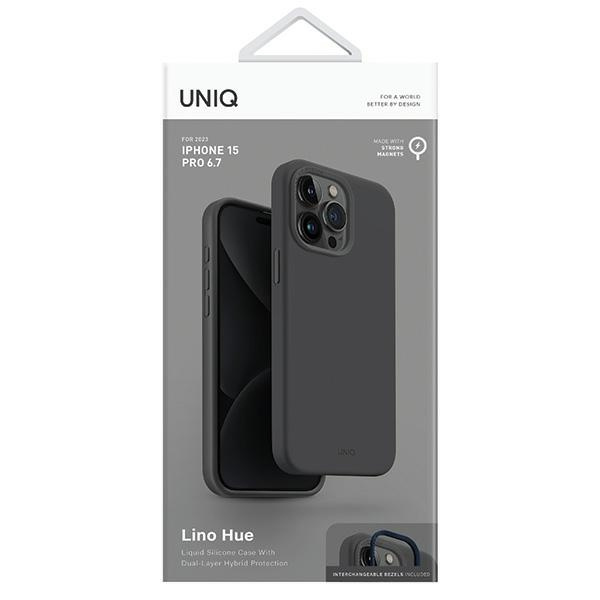 Etui UNIQ etui Lino Hue iPhone 15 Pro Max 6.7" Magclick Charging szary/charcoal grey Case