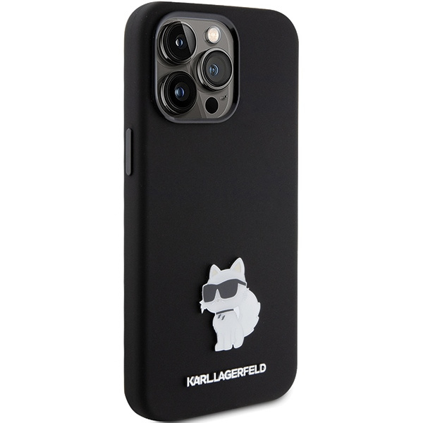 Etui Karl Lagerfeld KLHCP15XSMHCNPK iPhone 15 Pro Max 6.7" czarny/black Silicone Choupette Metal Pin Case