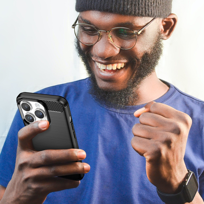 Carbon Case etui iPhone 14 Pro Max elastyczny żelowy pokrowiec na tył plecki czarny