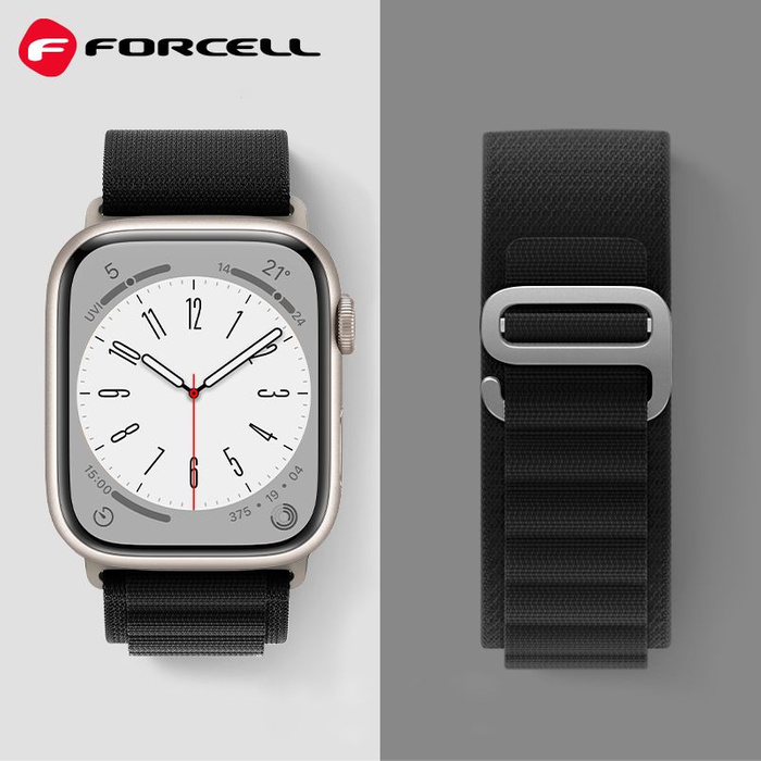 Pasek do Apple Watch Forcell F-Design FA13 sprzączka włókno poliestrowe 38 / 40 / 41 mm czarny