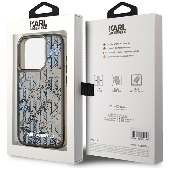 Etui Karl Lagerfeld Liquide Glitter      Monogram Gradient do iPhone 15 Pro Max czarny