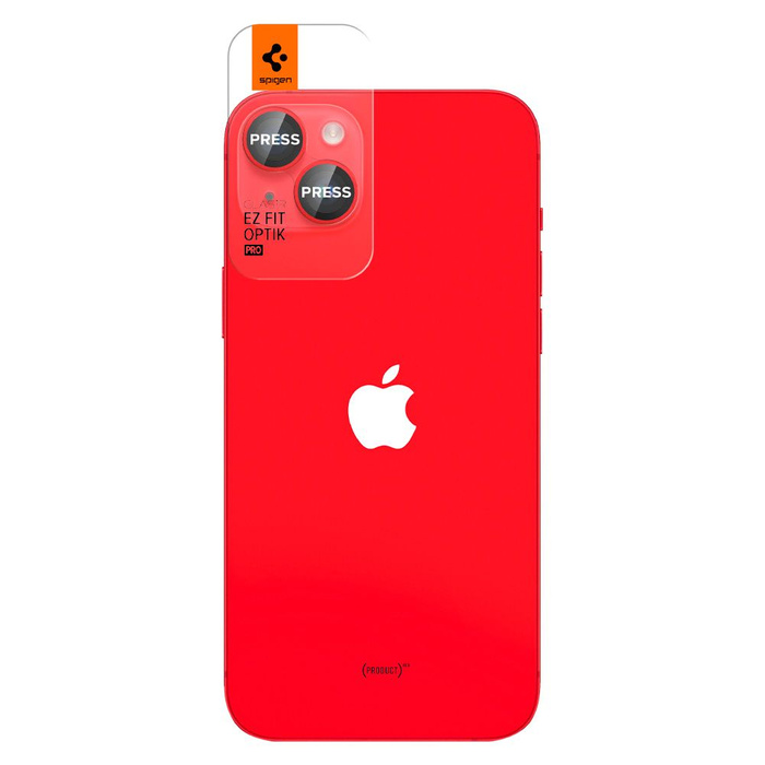 Osłona Aparatu Spigen Optik.tr ”ez Fit” Camera Protector 2-pack iPhone 15 / 15 Plus / 14 / 14 Plus Red