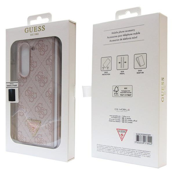 Etui Guess GUHCZFD5P4TDPP F946 Galaxy Z Fold 5 różowy/pink hardcase Leather 4G Triangle Strass Case