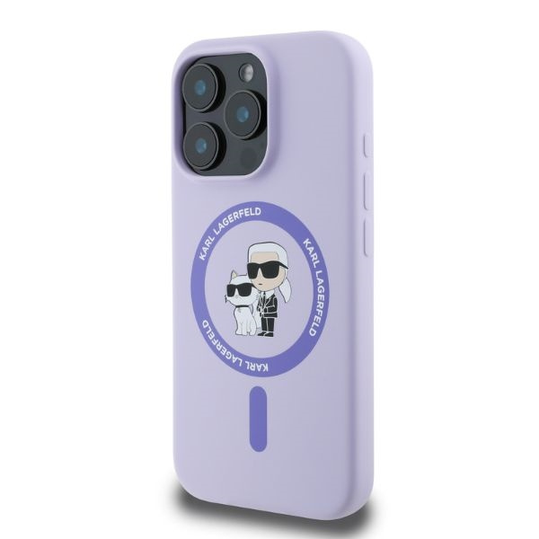 Etui Karl Lagerfeld iPhone 16 Pro Max fioletowy/purple HC MagSafe Silicone KC Heads Ring