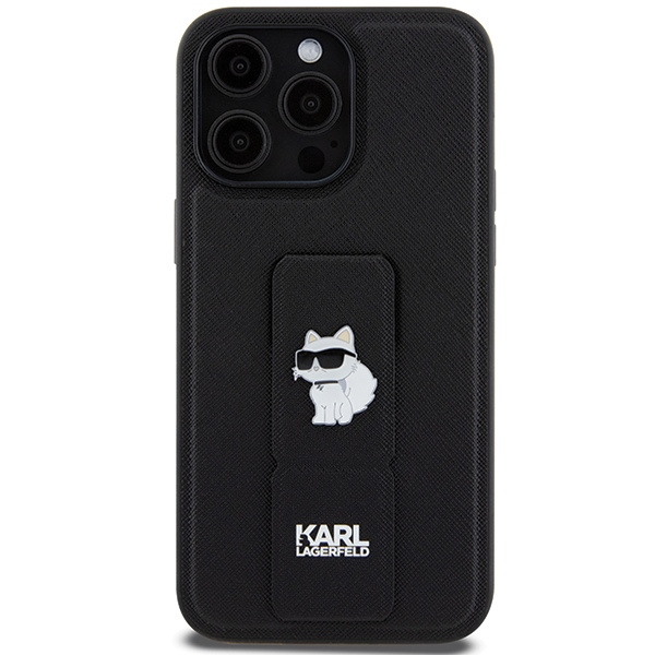 Etui Karl Lagerfeld KLHCP13XGSACHPK iPhone 13 Pro Max 6.7" czarny/black hardcase Gripstand Saffiano Choupette Pins Case