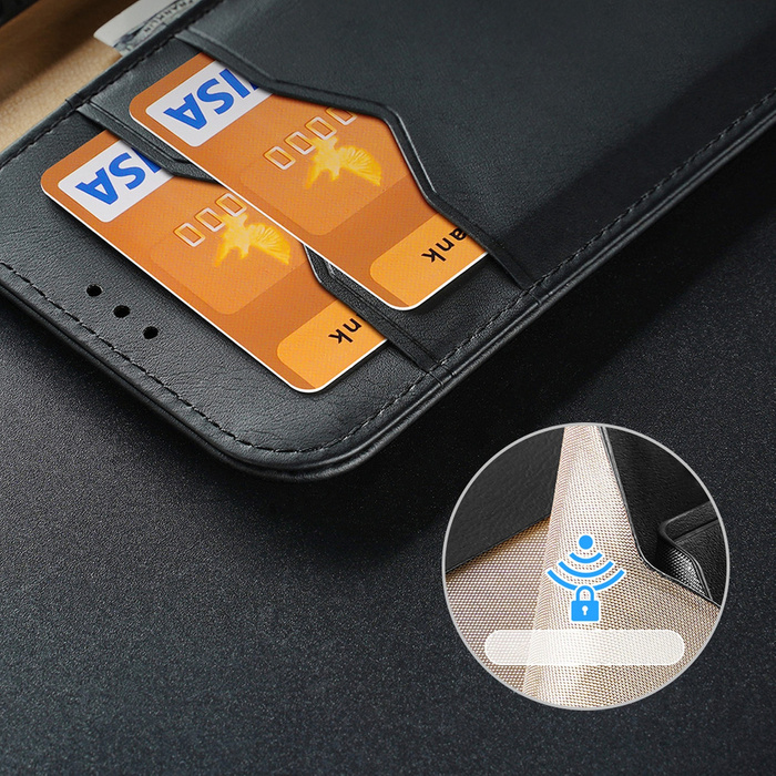 Dux Ducis Hivo skórzane etui z klapką pokrowiec ze skóry naturalnej portfel na karty i dokumenty iPhone 14 brązowy