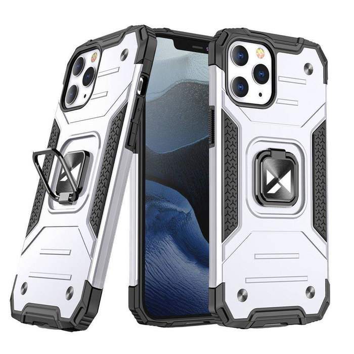 Etui Wozinsky Ring Armor etui iPhone 14 Pro pancerny pokrowiec uchwyt magnetyczny ring srebrne Case