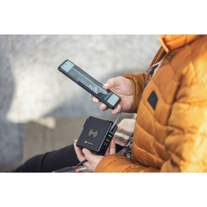 FORCELL F-ENERGY ładowarka wielofunkcyjna 5w1 20W PD z kablem typ C/lightning, power bankiem 10000mAh i ład. bezprzew. 15W