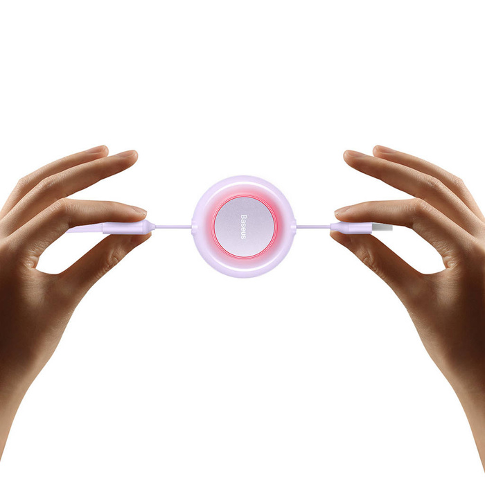 Baseus Bright Mirror 2 kabel przewód 3w1 USB Typ A - micro USB + Lightning + USB Typ C 3.5A 1.1m fioletowy (CAMJ010005)