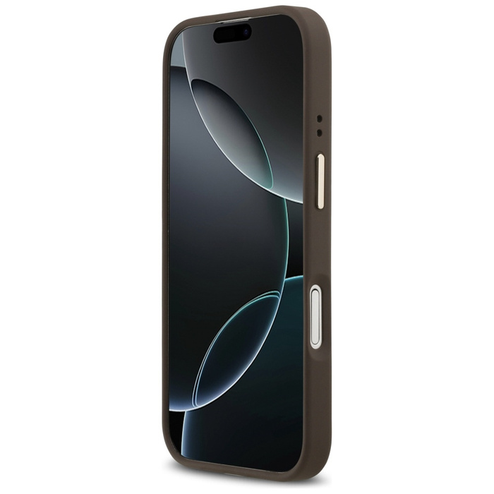 Etui Guess Grained Strass Logo MagSafe   do iPhone 17 brązowy