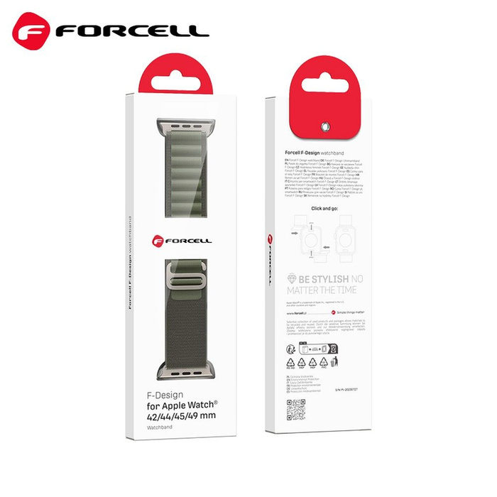 FORCELL F-DESIGN FA13 pasek do APPLE Watch 42 / 44 / 45 / 49 mm zielony
