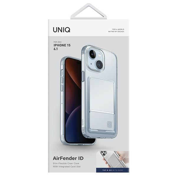 Etui UNIQ etui Air Fender ID iPhone 15 6.1" nude transparent Cardslot Case
