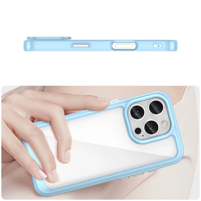 Etui Outer Space Case z żelową ramką do iPhone 16 Pro Max - niebieskie