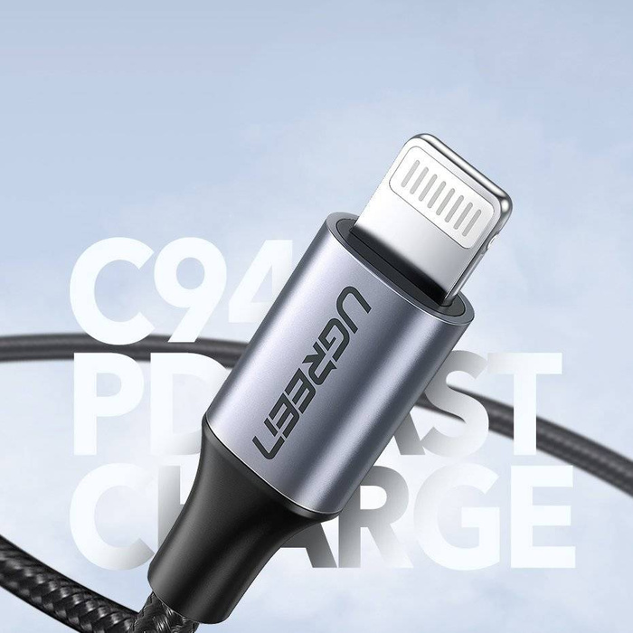 Ugreen kabel przewód MFI (Made For iPhone) USB Typ C - Lightning 3 A 1 m czarny (US304 60759)