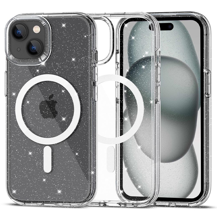 Etui Tech-protect Flexair Hybrid Magsafe iPhone 15 Glitter Clear Case