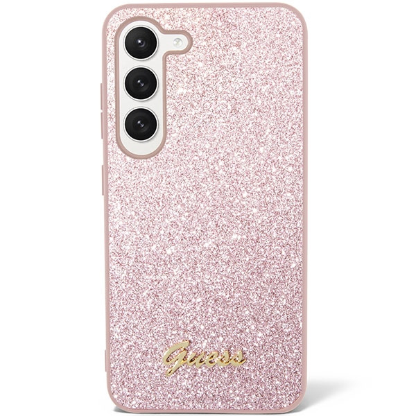 Etui Guess GUHCS23SHGGSHP S23 S911 różowy/pink hard case Glitter Script Case