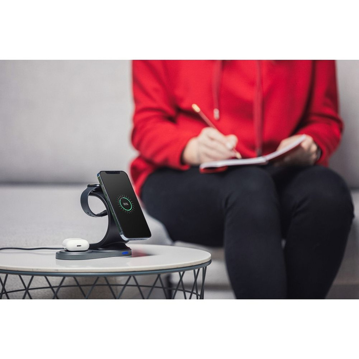 FORCELL F-ENERGY Sail Mag ładowarka indukcyjna 3w1 kompatybilna z MagSafe Qi 15W czarna