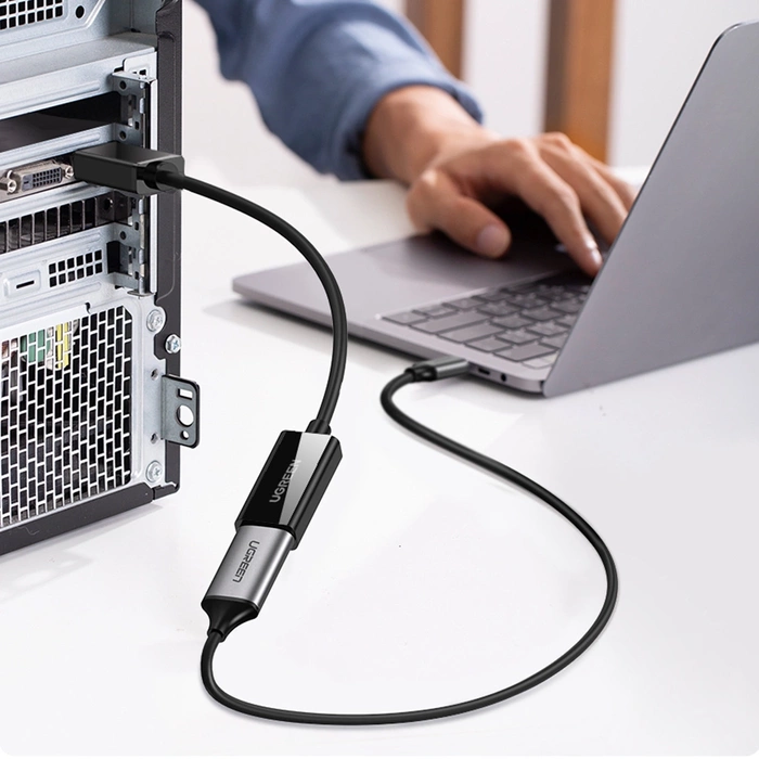 Ugreen przejściówka kabel przewód z DisplayPort (męski) na HDMI (żeński) (jednokierunkowy) 4K 30Hz 12bit czarny (40363)