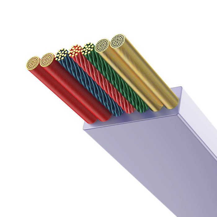 Baseus Bright Mirror 2 zwijany kabel przewód 3w1 USB Typ C - micro USB + Lightning + USB Typ C 3.5A 1.1m fioletowy (CAMJ010205)