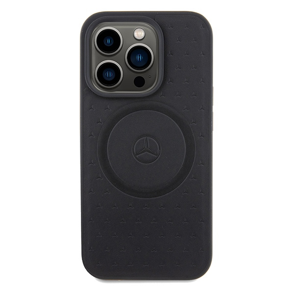Etui Mercedes MEHMP15X23RGSK iPhone 15 Pro Max 6.7" czarny/black hardcase Star Pattern Leather MagSafe Case