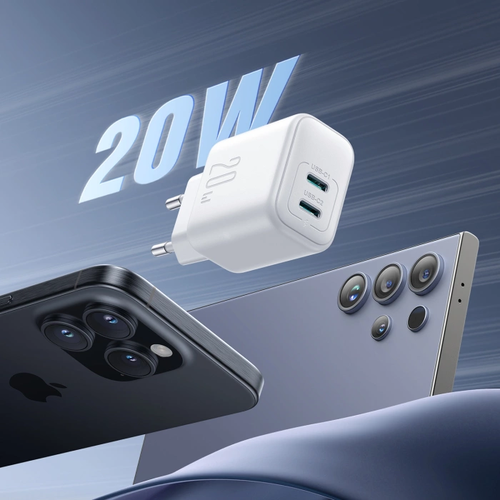 Ładowarka Joyroom JR-TCF12 sieciowa 2x USB-C 20W PD / QC 3.0 - biała