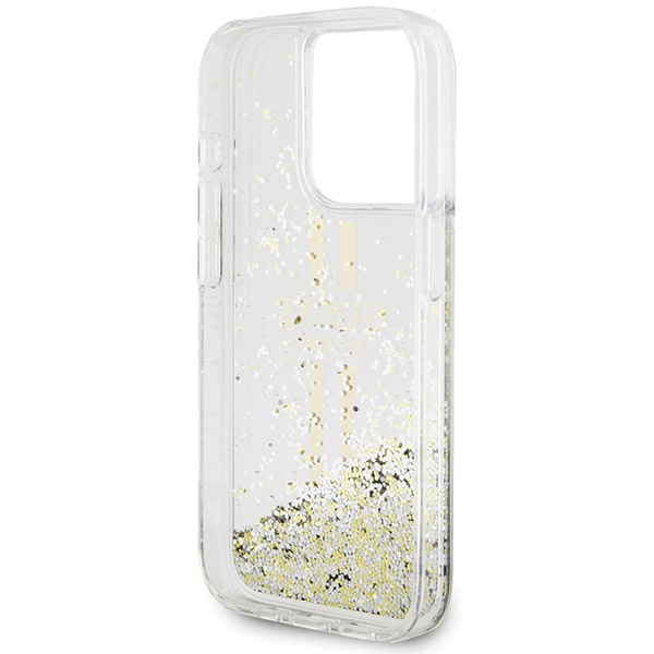 Etui Guess GUHCP15XLFCSEGT iPhone 15 Pro Max 6.7" transparent hardcase Liquid Glitter Gold Stripes Case
