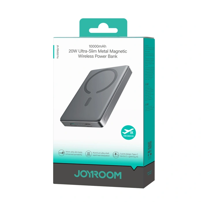 Powerbank Joyroom JR-PBM08 Pro 10000mAh ultracienki - szary