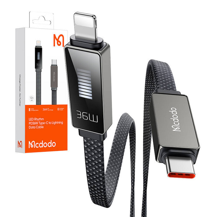 Kabel Mcdodo CA-4960 USB-C do Lightning z wyświetlaczem 36W 1.2m (czarny)