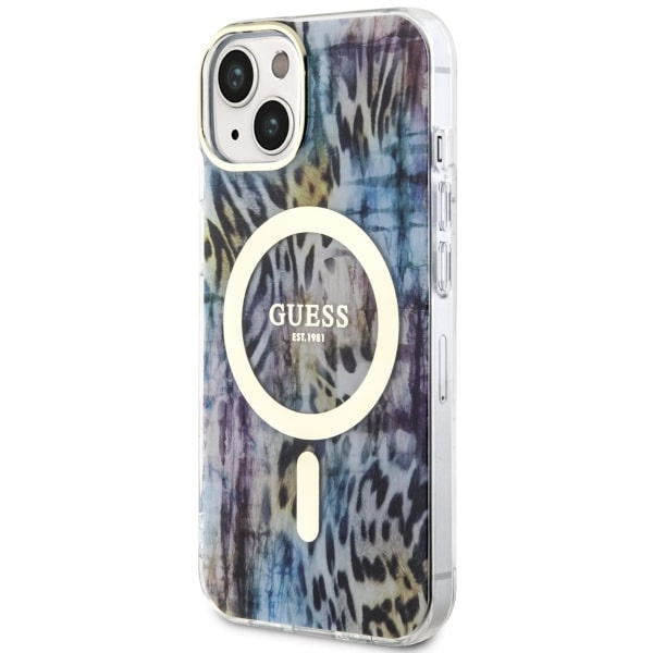 Etui Guess GUHMP14SHLEOPWB iPhone 14 6.1" niebieski/blue hardcase Leopard MagSafe Case